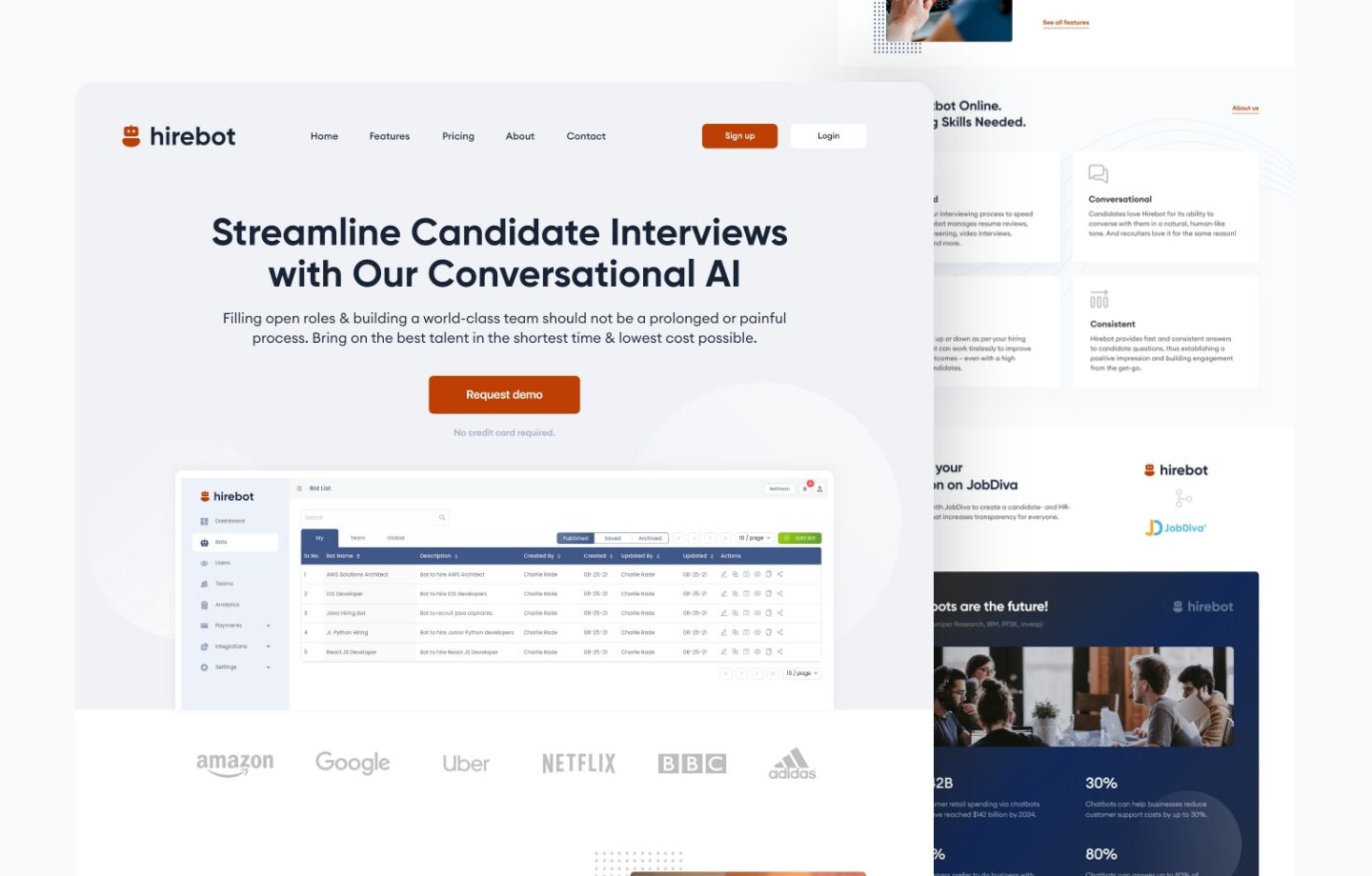 recruitment chatbot website design